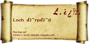 Loch Árpád névjegykártya